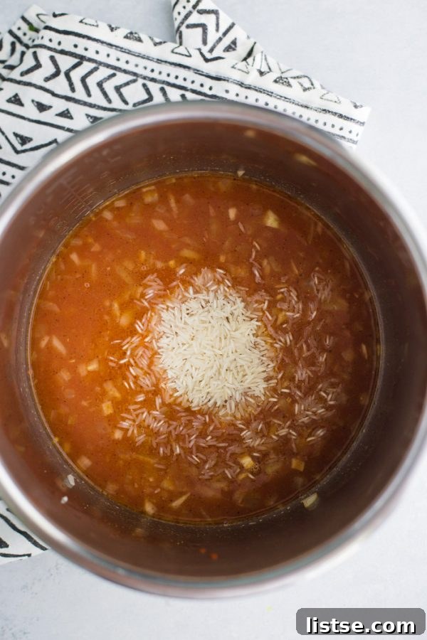 Effortless Instant Pot Mexican Rice 5 Cooking Instant Pot Mexican Rice: Sautéing Aromatics First