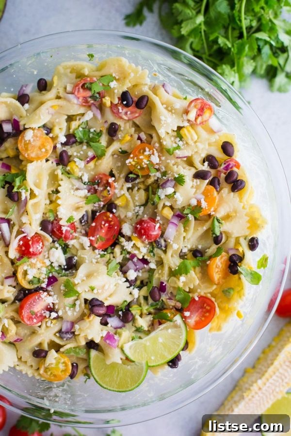 Zesty Fiesta Pasta Salad 6 Mexican Inspired Pasta Salad- this quick and easy vegetarian pasta salad is the perfect party dish or weeknight meal with delicious leftovers!