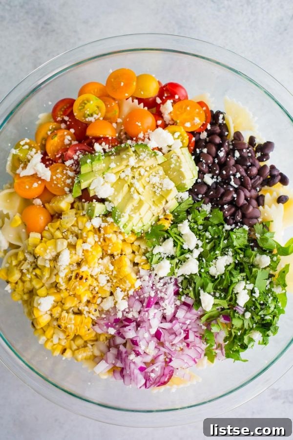 Zesty Fiesta Pasta Salad 8 Mexican Inspired Pasta Salad- this quick and easy vegetarian pasta salad is the perfect party dish or weeknight meal with delicious leftovers!