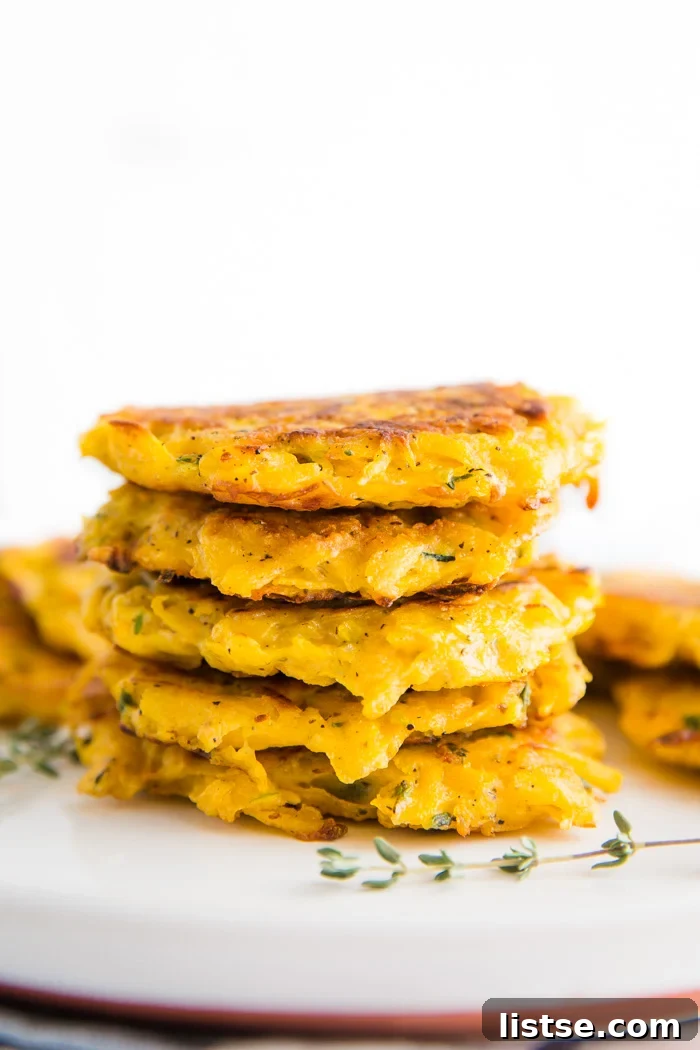 Butternut Squash Fritters- these VEGAN fritters are easy to make (just one bowl!) and are perfect as a side dish or even a main meal!