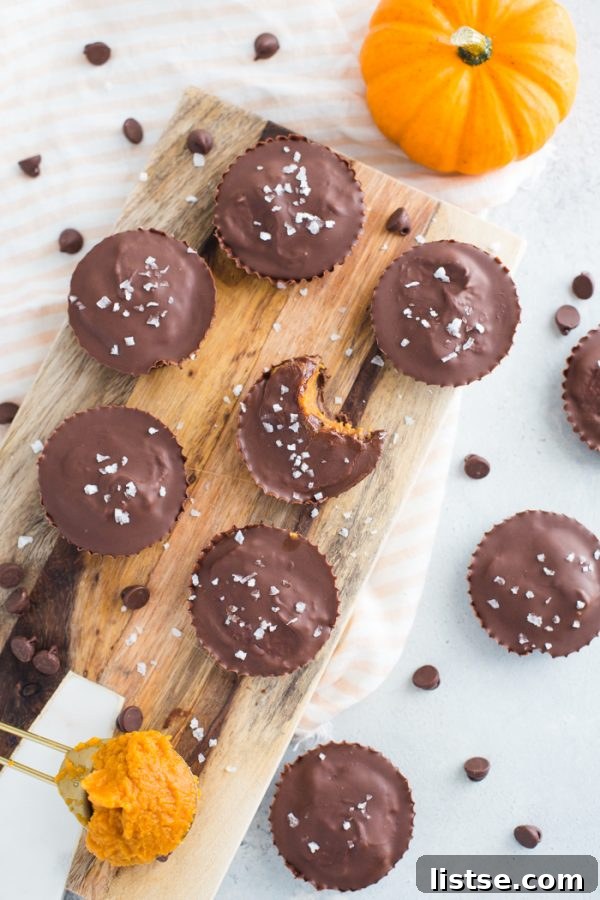 Homemade Pumpkin Peanut Butter Cups arranged neatly for a fall snack