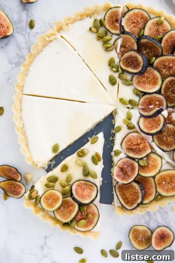 No Bake Fig Pie - a creamy, delicious, gluten-free dessert topped with fresh figs, perfect for any gathering.