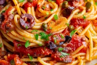 Classic Pasta Puttanesca Recipe with Anchovies and Olives