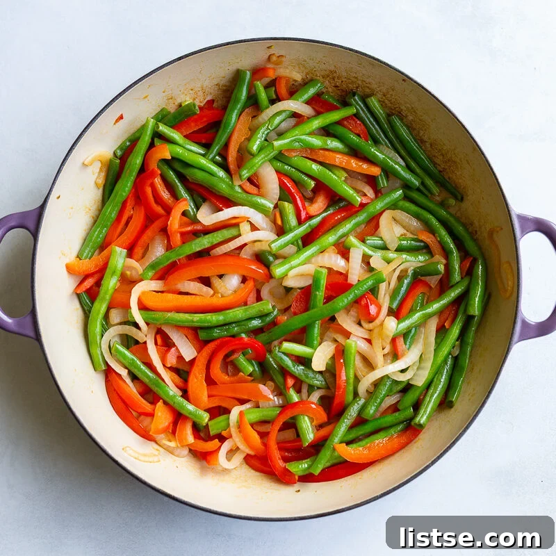 veggies sauted in a large skillet