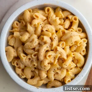 tofu mac and cheese in a bowl
