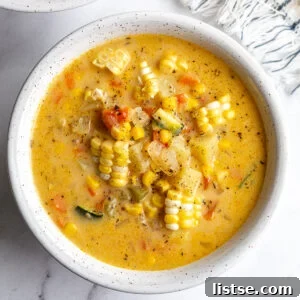bowl of vegan corn chowder